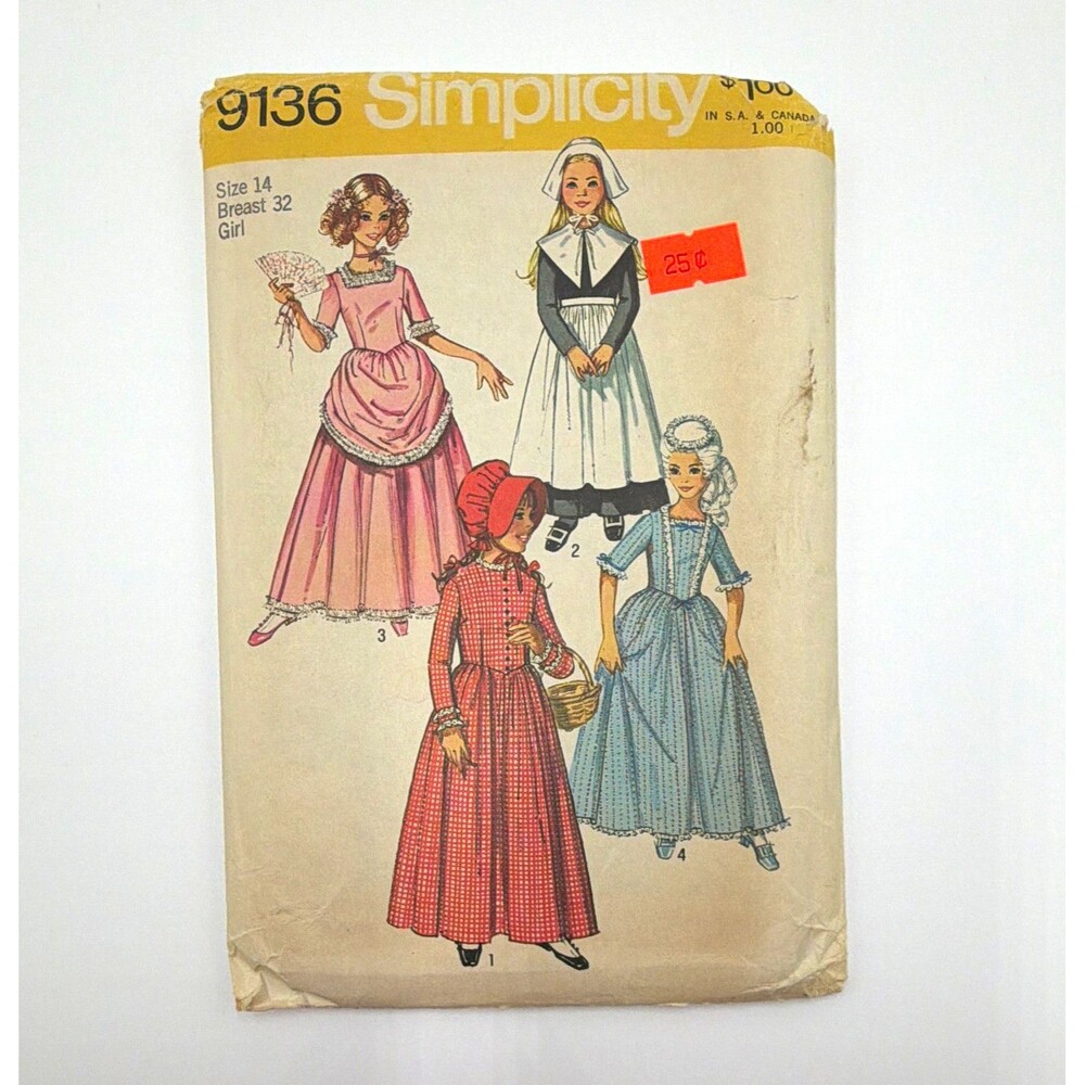 Simplicity 9136 Girls Child Dress Sewing Pattern Vintage Original